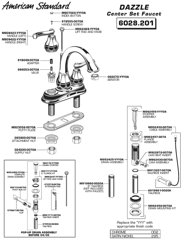 Parts Diagram For Dazzle Two Handle Bathroom Faucet Model 6028.201