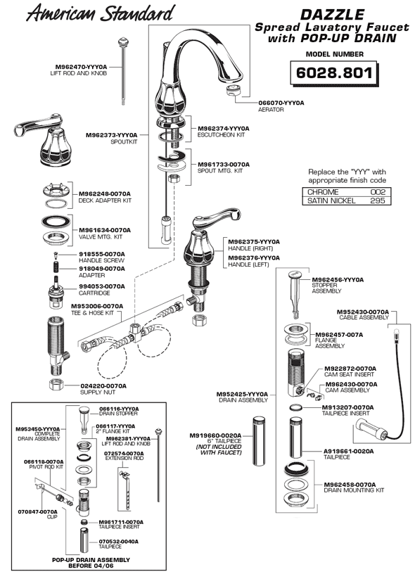 Parts Diagram For Dazzle Two Handle Bathroom Faucet Model 6028.801