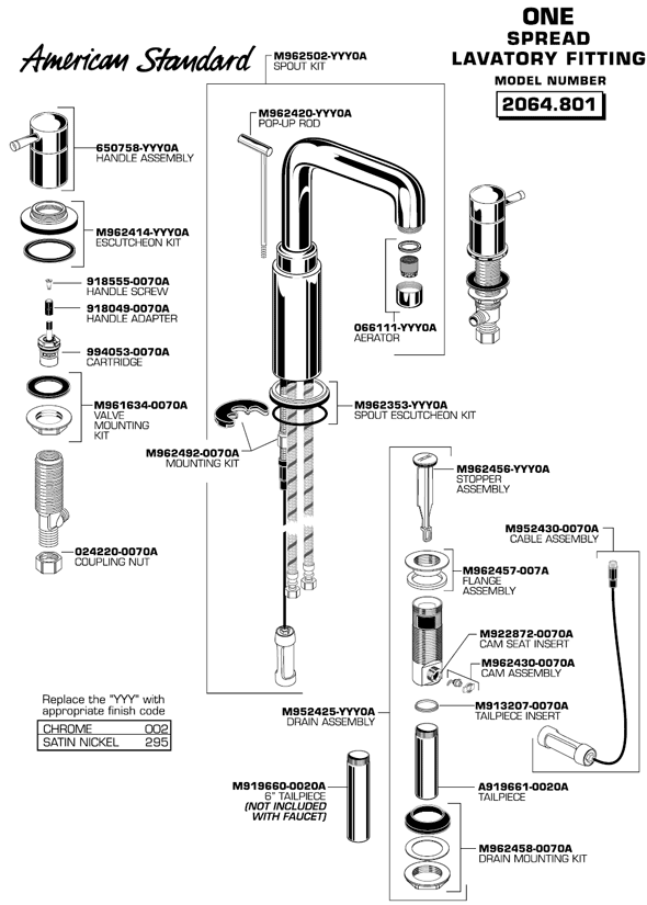 Part Diagram For Two Handle Bathroom Faucet Model 2064.801