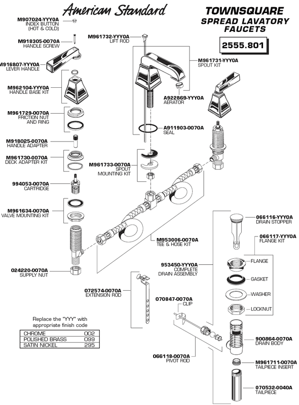 Parts Diagram Of Townsquare Series Two Handle Bathroom Faucet Model 2555.801