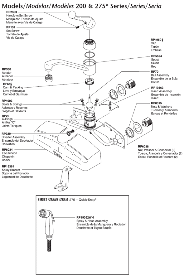 Parts Diagram For 200 & 275