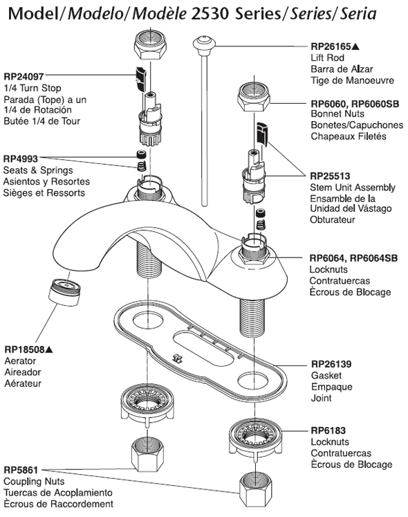 Parts Diagram For Innovations Two Handle Bathroom Faucet Model 2350 Series