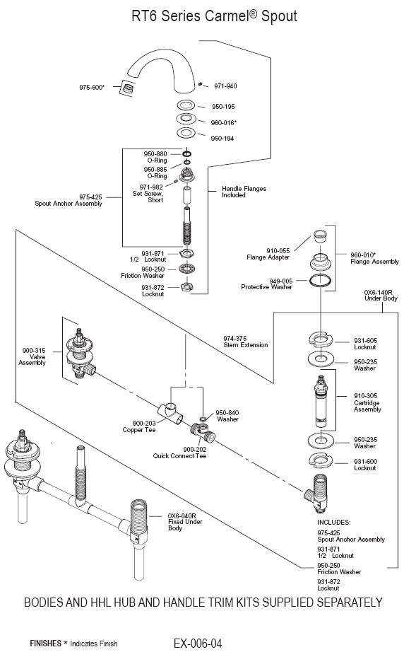 Parts Diagram For Treviso Roman Tub Models RT6-J0XC_HHL-DLBC, RT6-J0XP_HHL-DLBP, RT6-JKXK_HHL-DMK