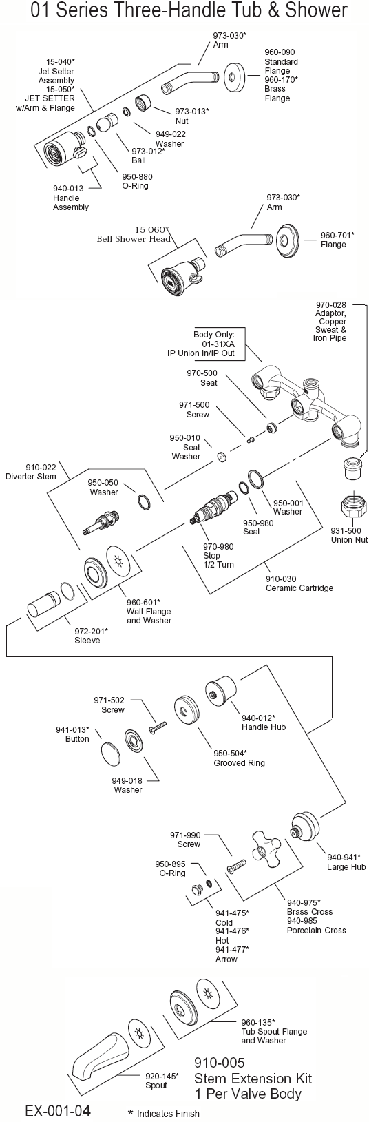 Savannah Shower & Tub Parts Diagram Model 01-8cbc